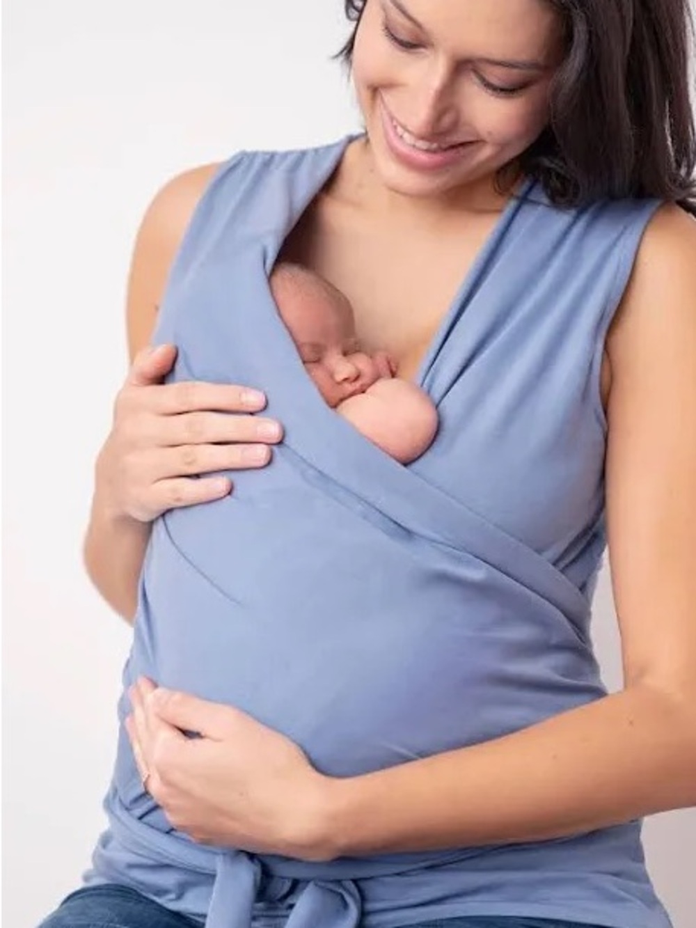 Seraphine Light Blue Sleeveless Skin to Skin Baby wearing top